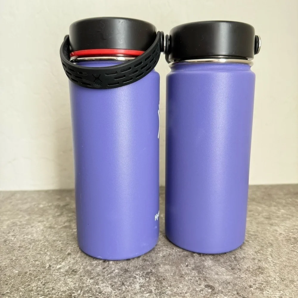 Hydro Flask Thermos Set Two Wide Mouth Purple 16 Oz